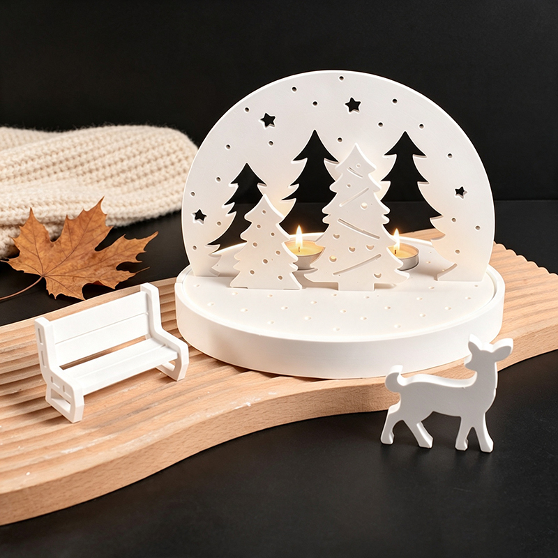 Candle Holder Supplies - Noel Geyiği Tealight Mumluk Silikon Kalıpları,