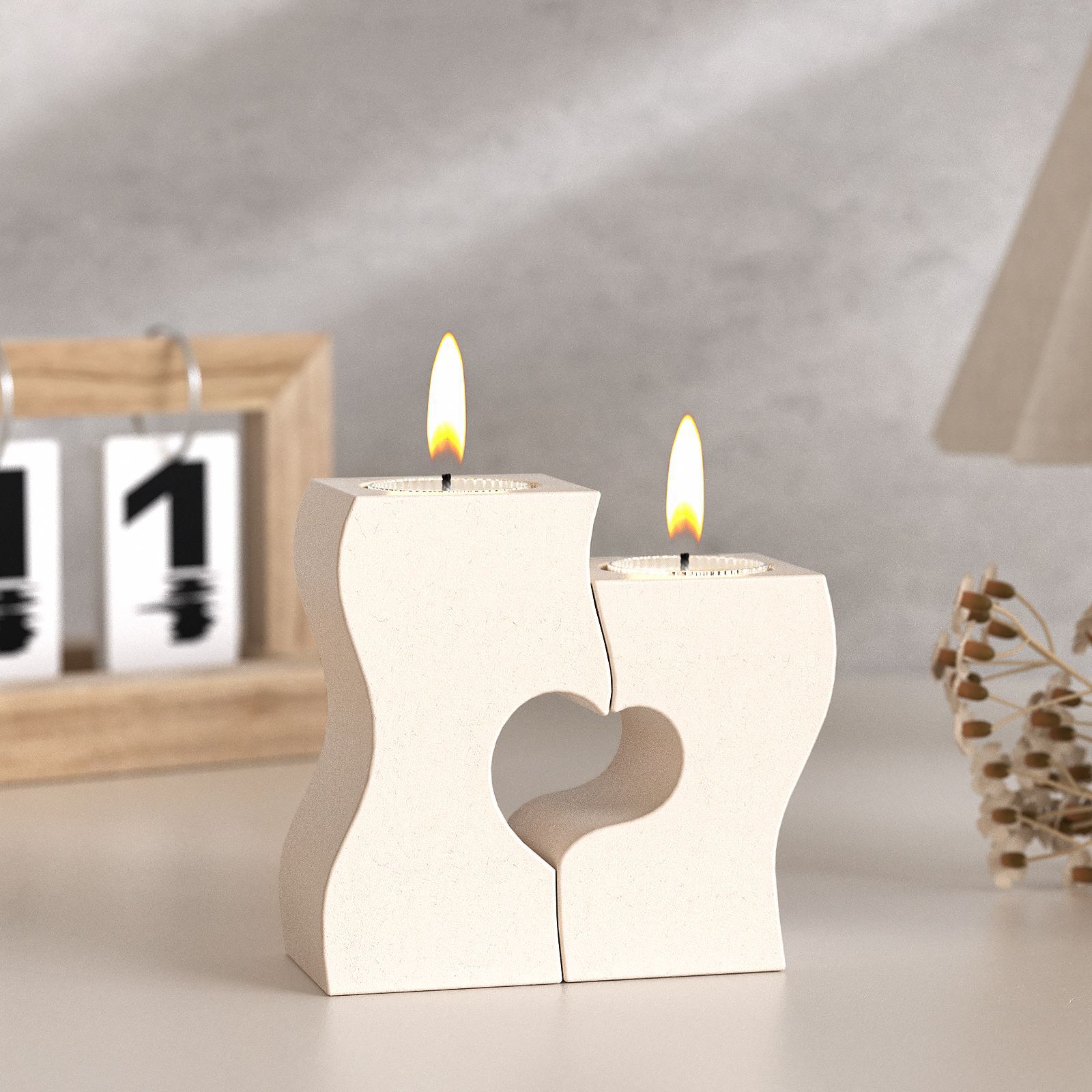 Candle Holder Supplies - S Kalp Şamdan Silikon Kalıplar DIY