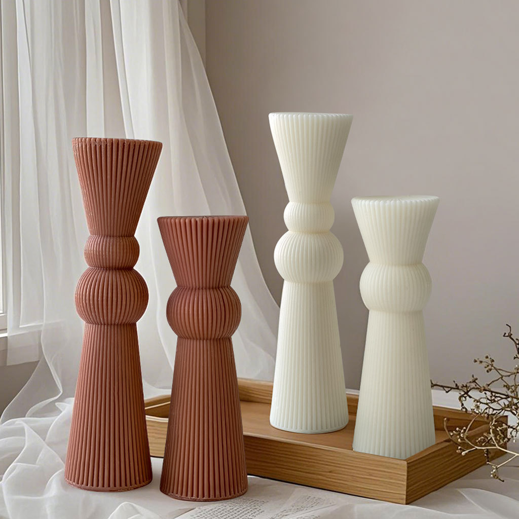 Candle Supplies Storage - DIY Uzun Çubuk Çizgili Sütun Mum