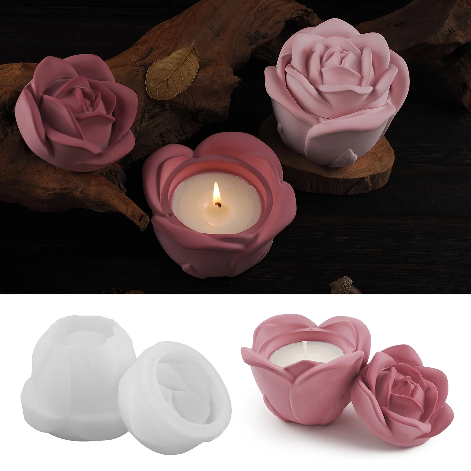 2 Parçalı Gül Şeklinde Silikon - Candle Holder Supplies incelemesi ve fiyatı